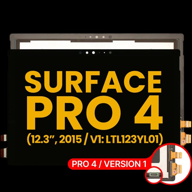 Display LCD completo con Touch screen per Microsoft Surface Pro 4 (Version 1) (1724 / Samsung LCD Version: V1.0 / LTL123YL01) (Refurbished)