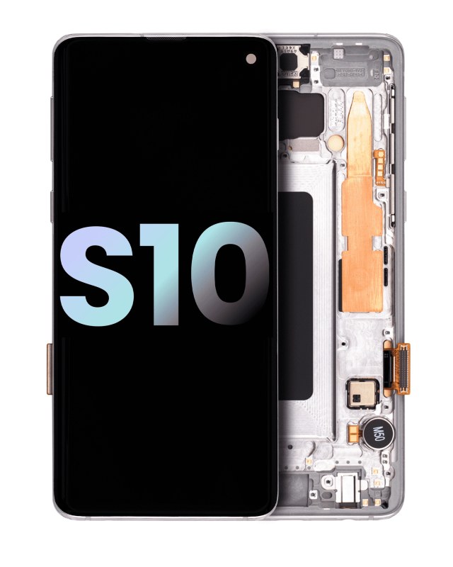 Display OLED completo con Frame per Samsung Galaxy S10 (Service Pack) (Prism Bianco)