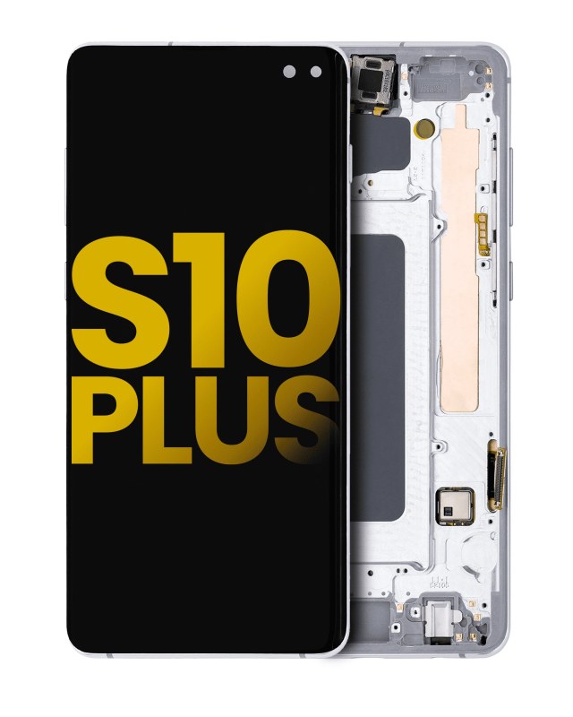 Display OLED completo con Frame per Samsung Galaxy S10 Plus (Refurbished) (Prism Bianco)