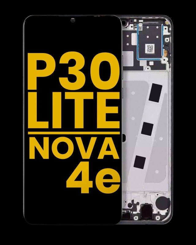 Display LCD completo con Frame per Huawei P30 Lite (2019) / Nova 4e (4GB RAM) (Refurbished) (Mezzanotte Nero)
