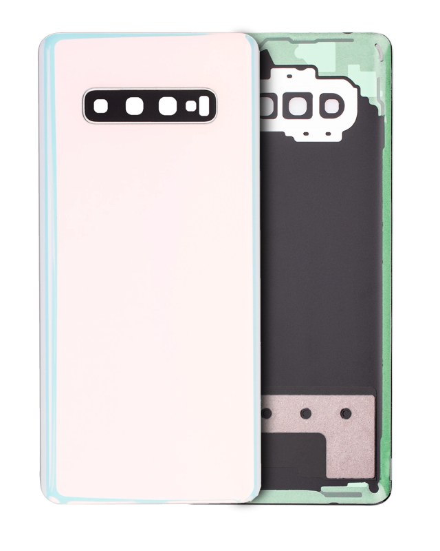 vetro cover posteriore con Vetro fotocamera per Samsung Galaxy S10 Plus (No Logo) (Prism Bianco)