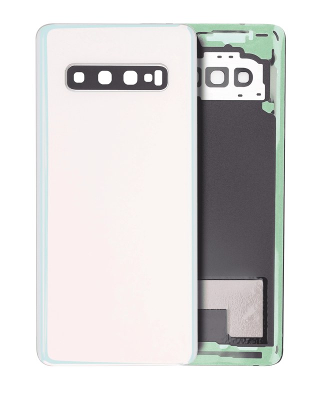 vetro cover posteriore con Vetro fotocamera per Samsung Galaxy S10 (No Logo) (Prism Bianco)