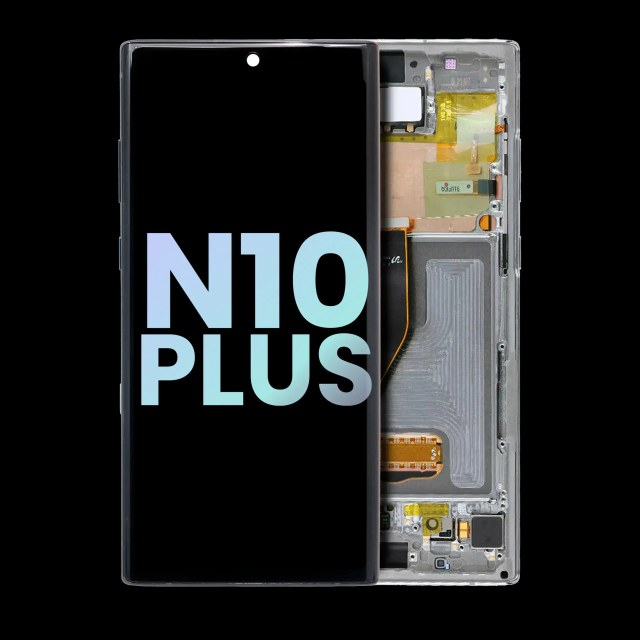 Display OLED completo con Frame per Samsung Galaxy Note 10 Plus / 5G (Service Pack) (Aura Glow / Argento)