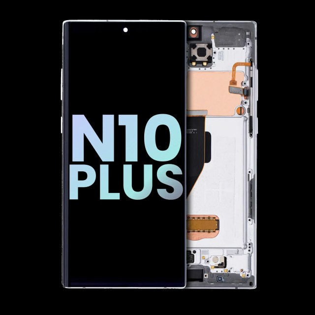 Display OLED completo con Frame per Samsung Galaxy Note 10 Plus / 5G (Service Pack) (Aura Bianco)