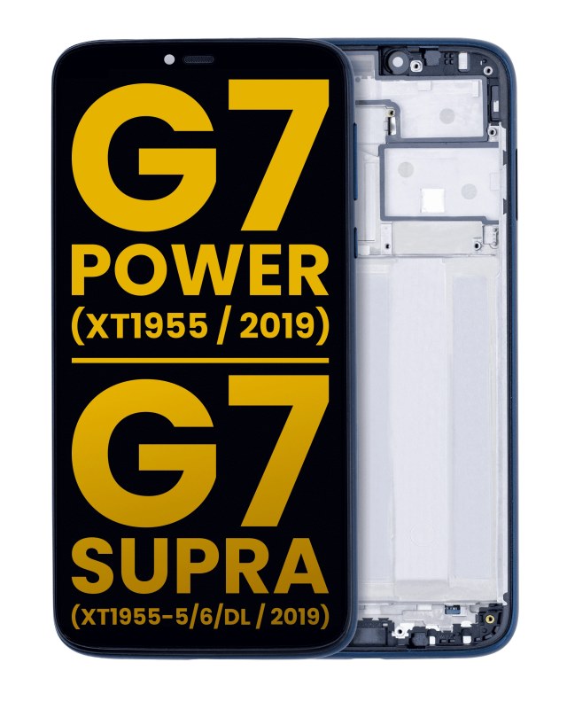 Display LCD completo con Frame per Motorola Moto G7 Power (XT1955 / 2019) / G7 Supra (XT1955-5/6/DL / 2019) (US Version) (157MM) (Refurbished) (Marine Blu)