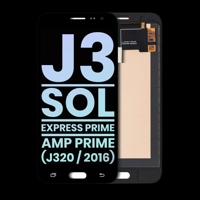 Display OLED completo senza Frame per Samsung Galaxy J3 / Sol 4G / Express Prime / Amp Prime (J320 / 2016) (Service Pack) (Nero)