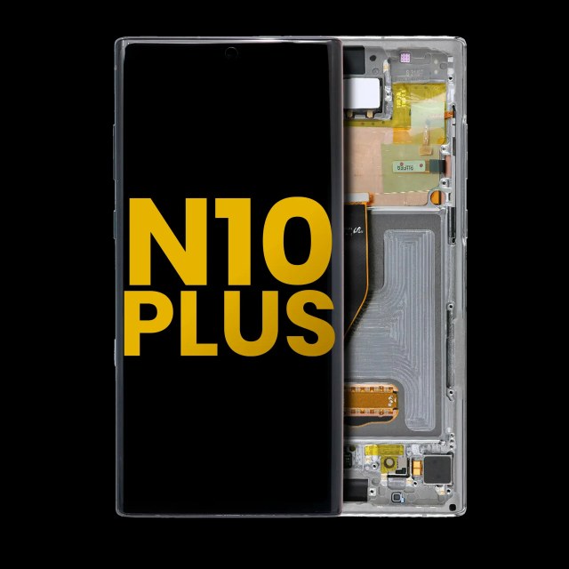 Display OLED completo con Frame per Samsung Galaxy Note 10 Plus / 5G (Refurbished) (Aura Glow / Argento)