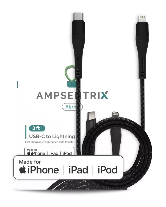 AmpSentrix Alpha Lightning to USB-C Cavo (MFI) (1m, 3ft) (Nero)