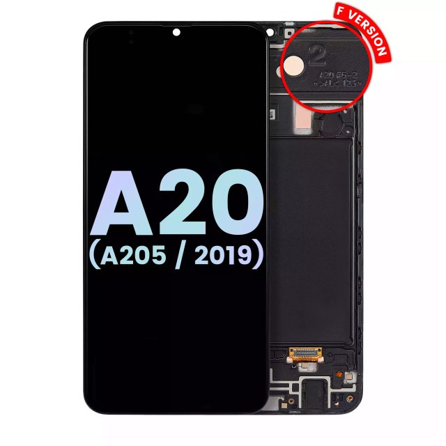 Display OLED completo con Frame per Samsung Galaxy A20 (A205 / 2019) (F Version) (Service Pack) (tutti i colori)