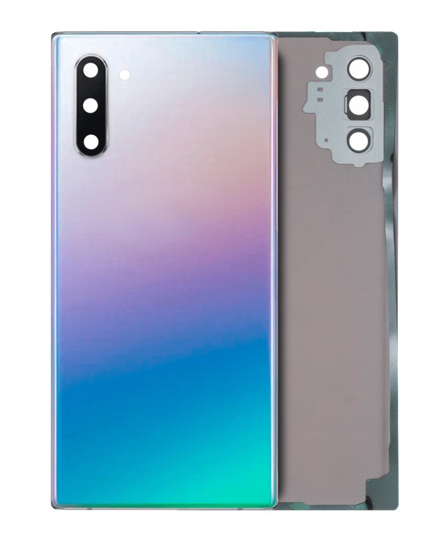 vetro cover posteriore con Vetro fotocamera per Samsung Galaxy Note 10 (No Logo) (Aura Glow / Argento)