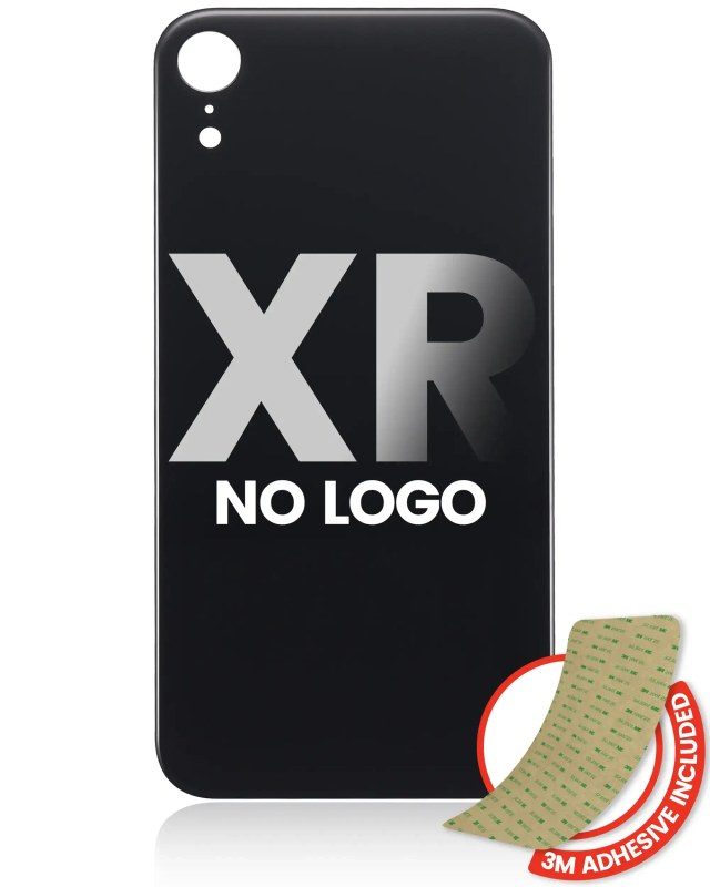 Vetro posteriore con 3M adesivo per iPhone XR (No Logo / Large Camera Hole) (Nero)