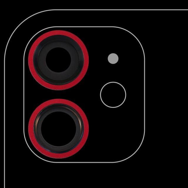 Lente fotocamera posteriore con staffa e Cornice per iPhone 11 ( 2 Piece) (Real Sapphire / Premium) (Rosso)