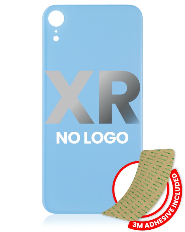 Vetro posteriore con 3M adesivo per iPhone XR (No Logo / Large Camera Hole) (Blu)