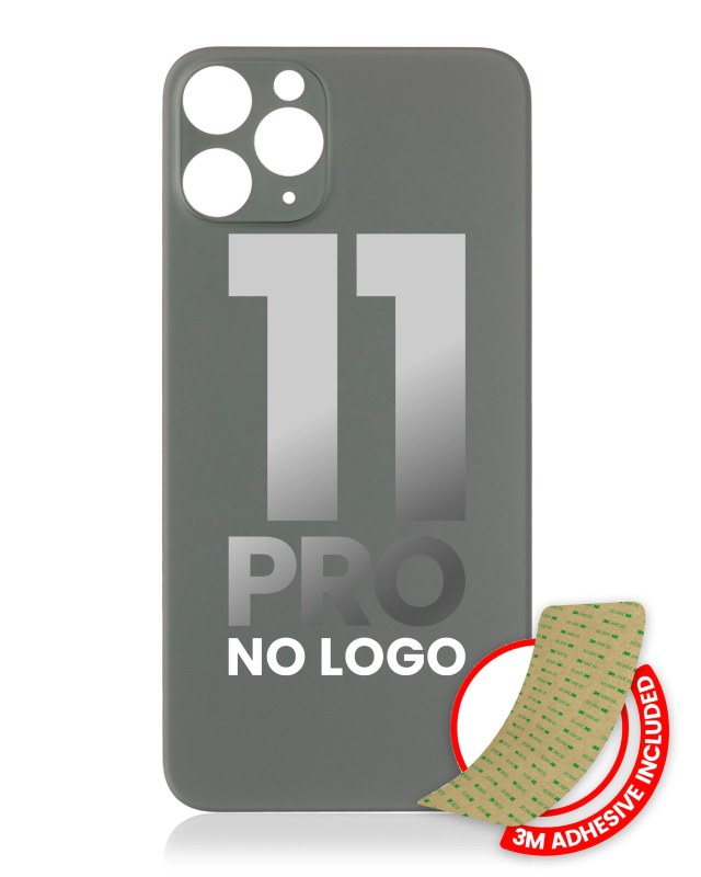 Vetro posteriore con 3M adesivo per iPhone 11 Pro (No Logo / Large Camera Hole) (Mezzanotte Verde)