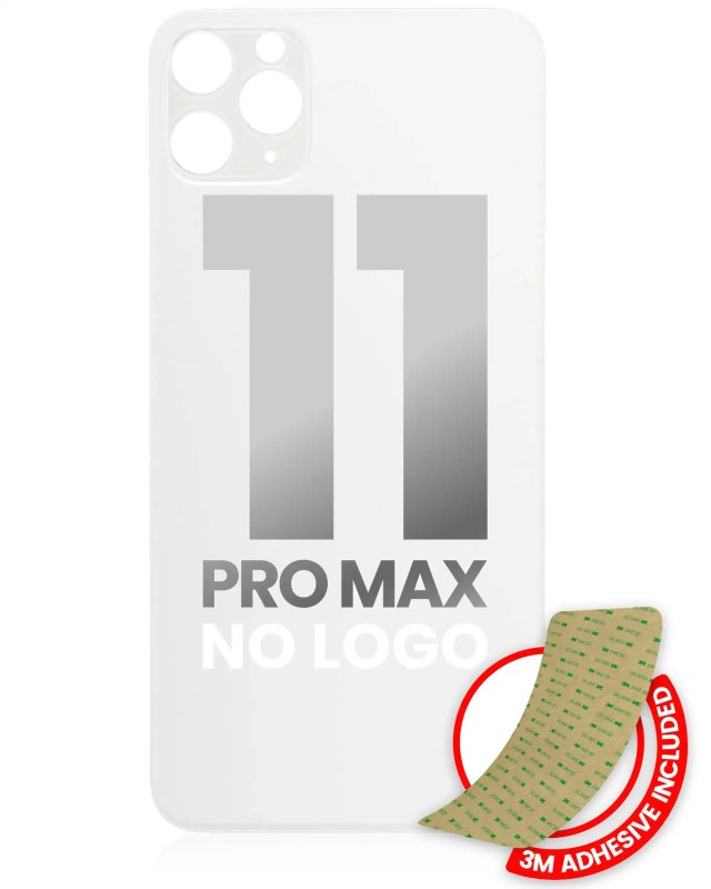 Vetro posteriore con 3M adesivo per iPhone 11 Pro Max (No Logo / Large Camera Hole) (Argento)