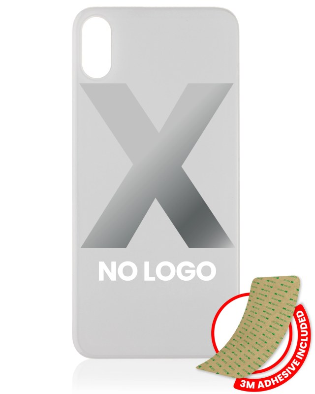 Vetro posteriore con 3M adesivo per iPhone X (No Logo / Large Camera Hole) (Argento)