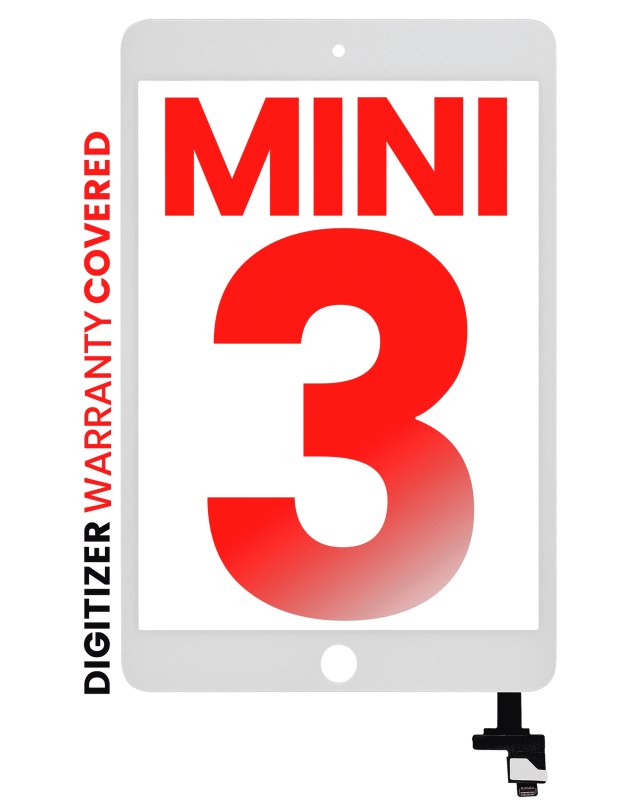 Touch screen con IC Chip per iPad Mini 3 (No Tasto Home Installed) (Aftermarket Pro: XO7) (Bianco)