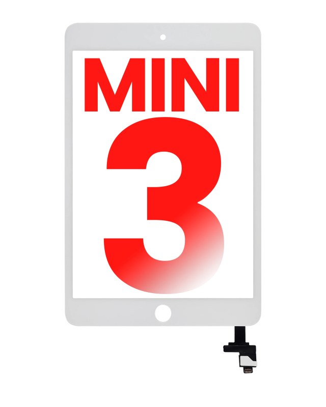 Touch screen con IC Chip per iPad Mini 3 (No Tasto Home Installed) (Aftermarket Plus) (Bianco)