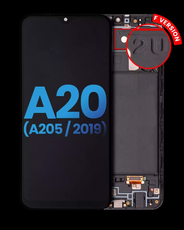 Display LCD completo con Frame per Samsung Galaxy A20 (A205 / 2019) (F Version) (tutti i colori)