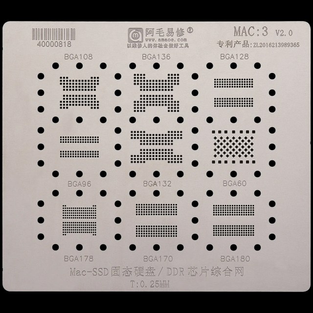 SSD-DDR / IC Stencil per MacBooks (MAC 3)