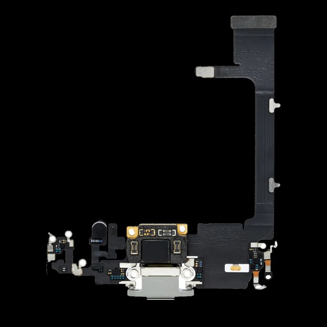 Flat connettore di ricarica con scheda per iPhone 11 Pro (Premium) (Argento)