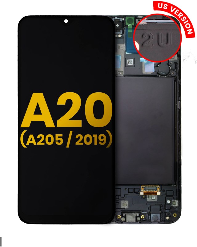 Display OLED completo con Frame per Samsung Galaxy A20 (A205 / 2019) (U Version) (Refurbished) (tutti i colori)