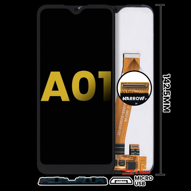 Display LCD completo senza Frame per Samsung Galaxy A01 (Global Model) (Micro USB Frame) (Refurbished) (tutti i colori)