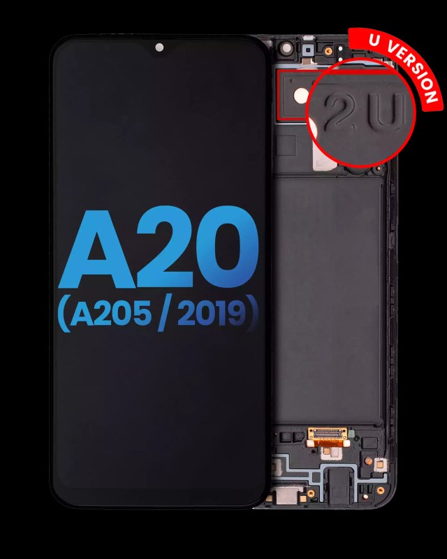 Display LCD completo con Frame per Samsung Galaxy A20 (A205 / 2019) (U Version) (tutti i colori)