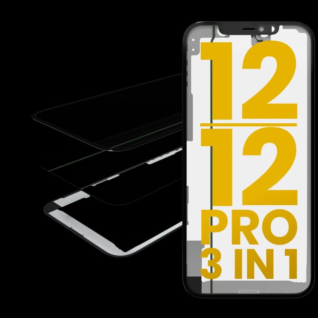 3 in 1 (Vetro con OCA preinstallato + Frame) per iPhone 12 / 12 Pro (OCA Master)