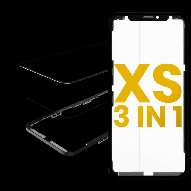 3 in 1 (Vetro con OCA preinstallato + Frame) per iPhone XS (OCA Master)
