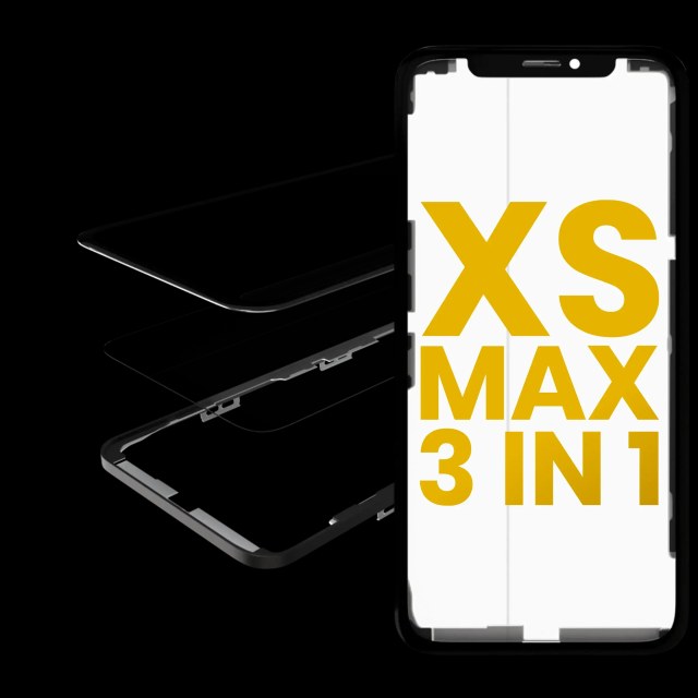 3 in 1 (Vetro con OCA preinstallato + Frame) per iPhone XS Max (OCA Master)