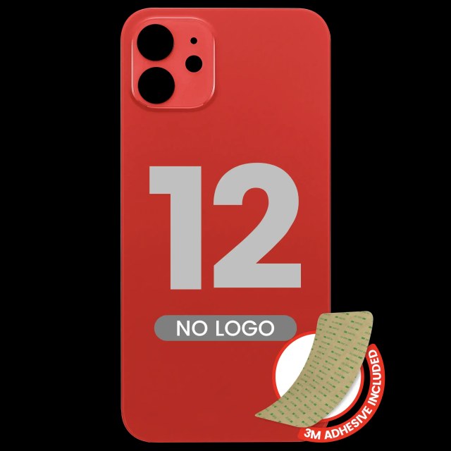 Vetro posteriore con 3M adesivo per iPhone 12 (No Logo / Large Camera Hole) (Rosso)