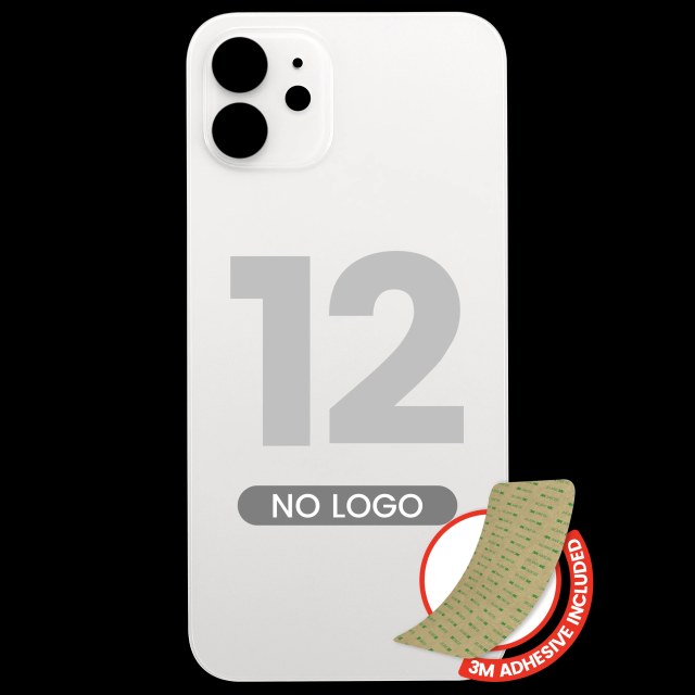 Vetro posteriore con 3M adesivo per iPhone 12 (No Logo / Large Camera Hole) (Bianco)