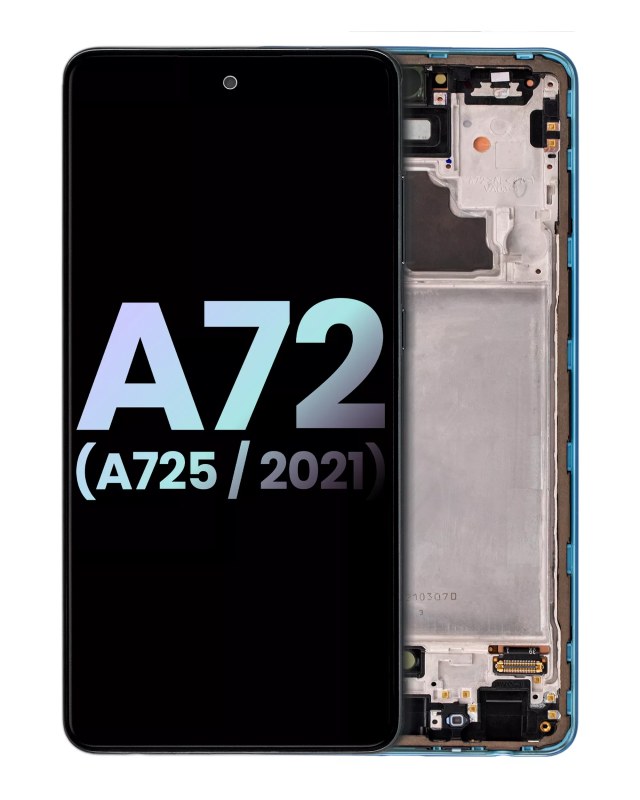 Display OLED completo con Frame per Samsung A72 (A725 / 2021) (Service Pack) (Awesome Blu)