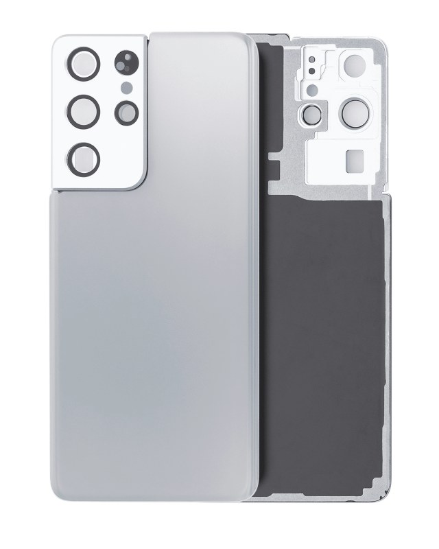 vetro cover posteriore con Vetro fotocamera per Samsung Galaxy S21 Ultra (No Logo) (Phantom Argento)