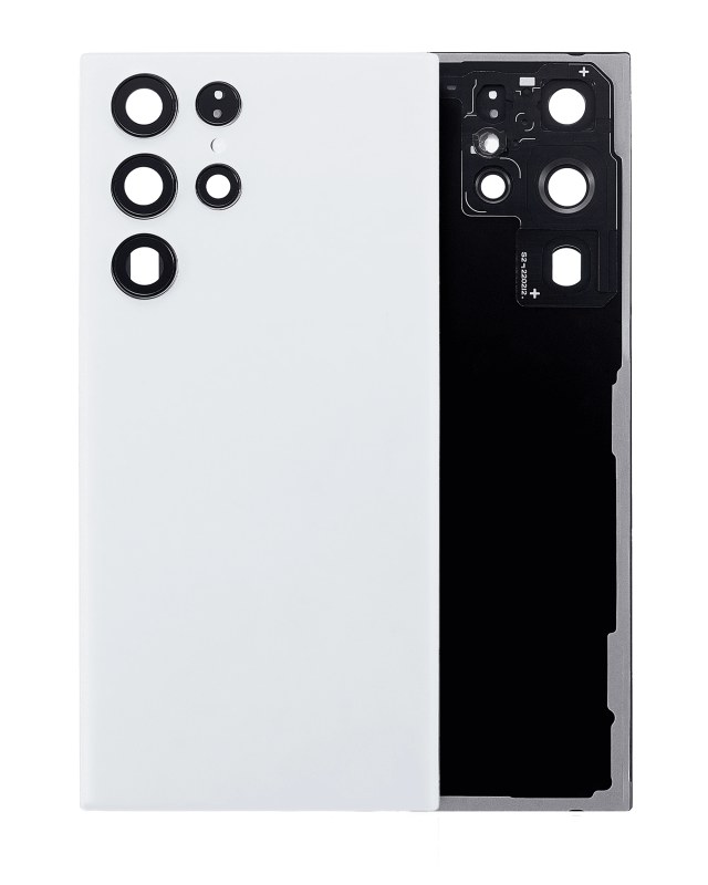 vetro cover posteriore con Vetro fotocamera per Samsung Galaxy S22 Ultra 5G (No Logo) (Bianco)