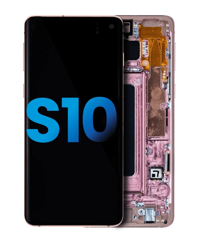 Display LCD completo con Frame (senza Fingerprint Sensore) per Samsung Galaxy S10 (Flamingo Rosa)