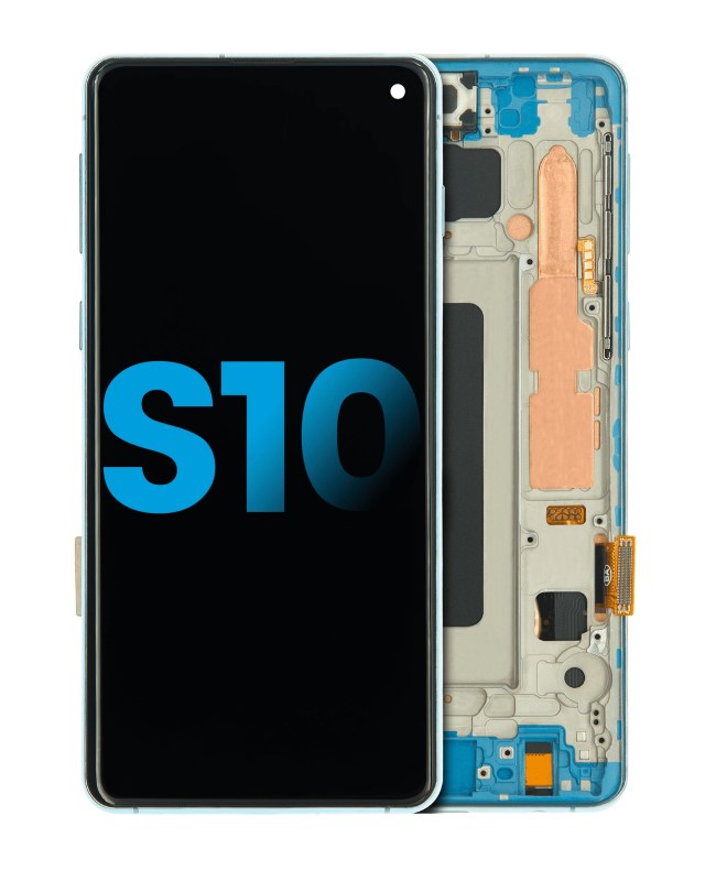 Display LCD completo con Frame (senza Fingerprint Sensore) per Samsung Galaxy S10 (Prism Blu)