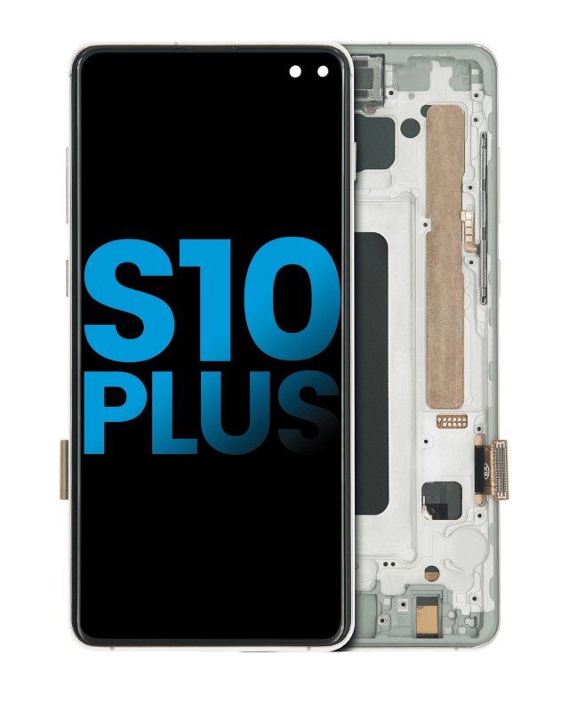 Display LCD completo con Frame (senza Fingerprint Sensore) per Samsung Galaxy S10 Plus (Prism Bianco)