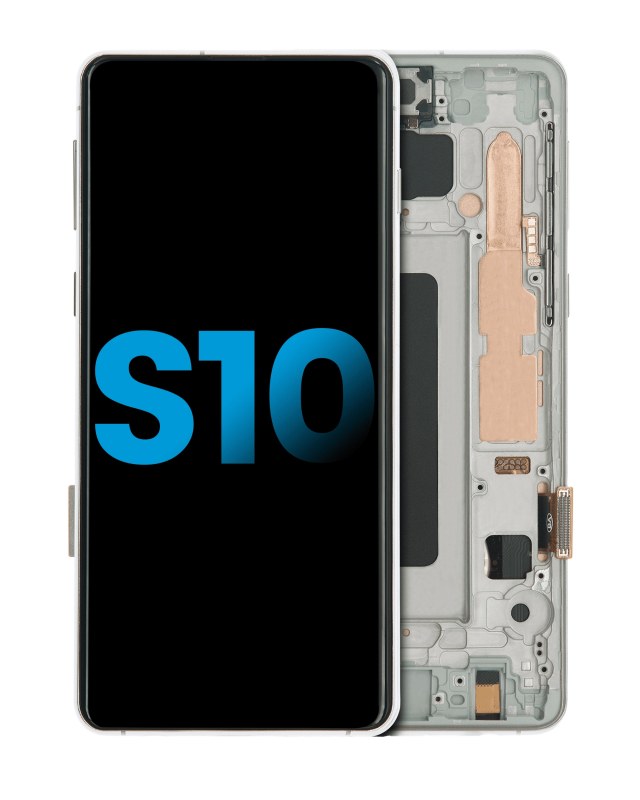 Display LCD completo con Frame (senza Fingerprint Sensore) per Samsung Galaxy S10 (Prism Bianco)