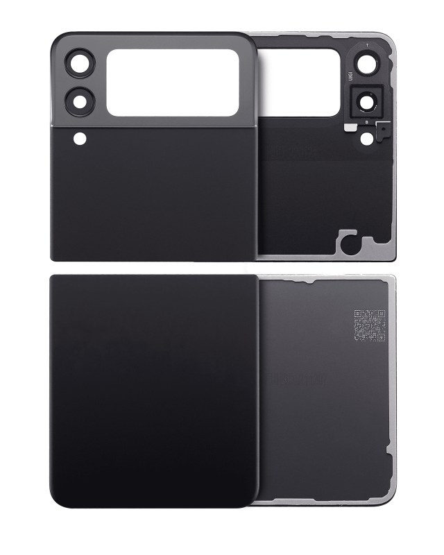 Top e Bottom vetro cover posteriore con Vetro fotocamera per Samsung Galaxy Z Flip 3 5G (Phantom Nero)