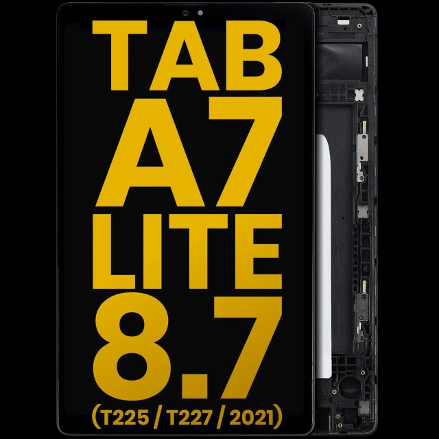 Display LCD completo con Frame per Samsung Galaxy Tab A7 Lite 8.7" (2021) (T225 / T227) (Cellular Version) (Refurbished) (Nero)
