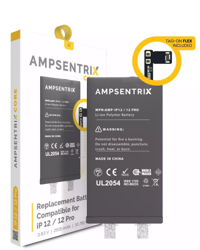 Batteria di ricambio Core con Universal Tag-On flat per iPhone 12 / 12 Pro (Spot Welding Required)