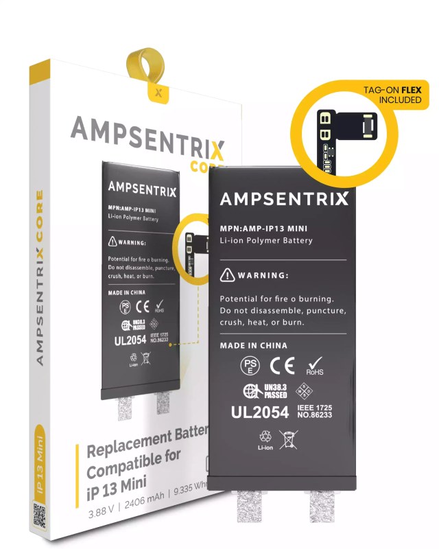 Batteria di ricambio Core con Universal Tag-On flat per iPhone 13 Mini (Spot Welding Required)