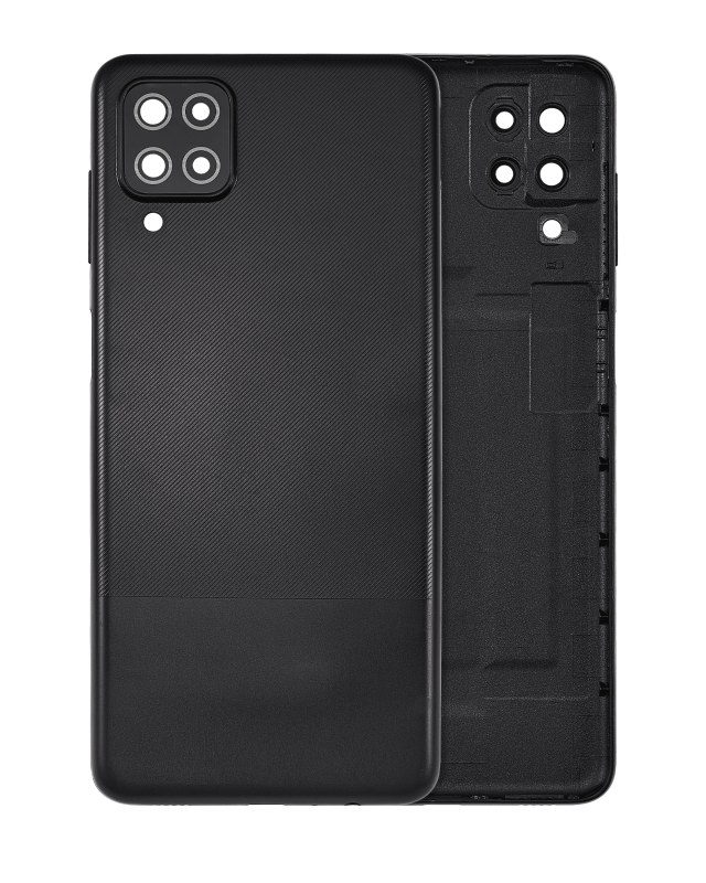 vetro cover posteriore con Vetro fotocamera per Samsung Galaxy A12 (A125 / 2020) (Nero)