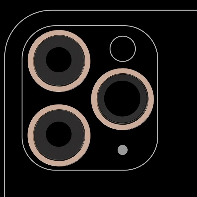 Lente fotocamera posteriore con staffa e Cornice per iPhone 11 Pro / Pro Max (3 set pezzi) (Aftermarket Plus) (Oro)