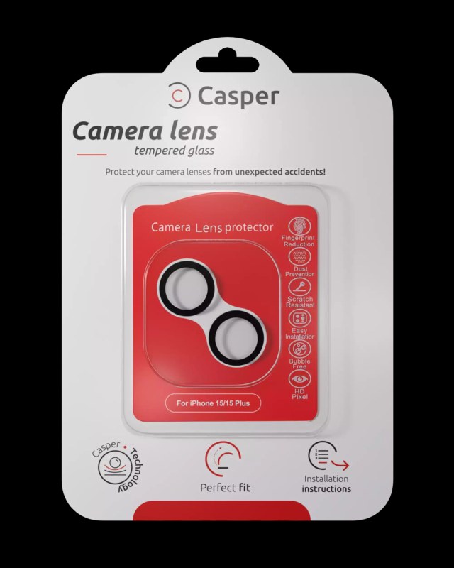 Vetro fotocamera Protector per iPhone 15 / 15 Plus (Nero) (Trasparente)