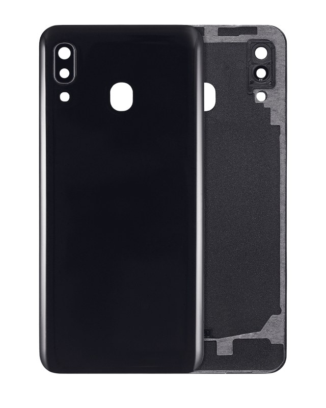 vetro cover posteriore con Vetro fotocamera per Samsung Galaxy A20 (A205 / 2019) (Nero)