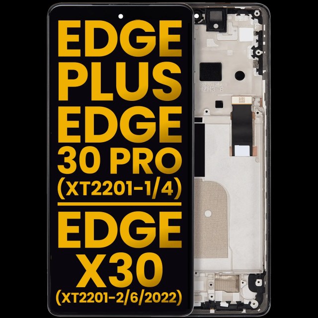 Display OLED completo con Frame per Motorola Moto Edge Plus / Edge 30 Pro (XT2201-1/4) / Edge X30 5G (XT2201-2/6 /2022) (Refurbished) (Cosmos Blu)
