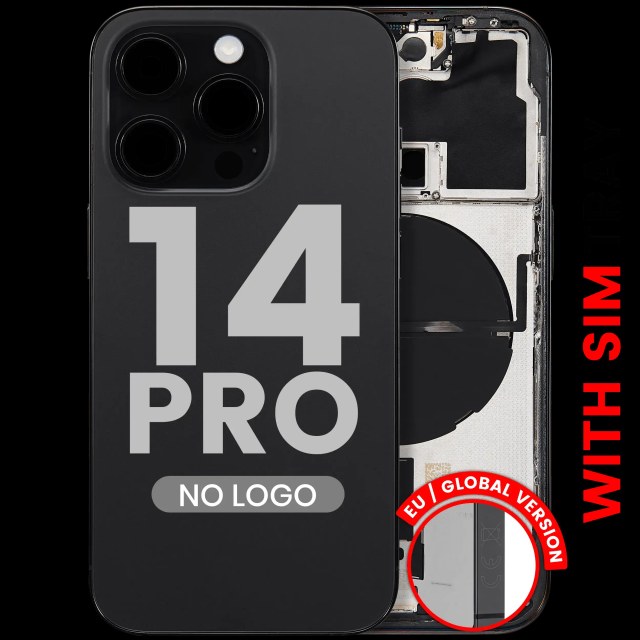 Scocca posteriore W/ Minuteria per iPhone 14 Pro (EU / Global Version) (Aftermarket Plus) (Nero siderale)